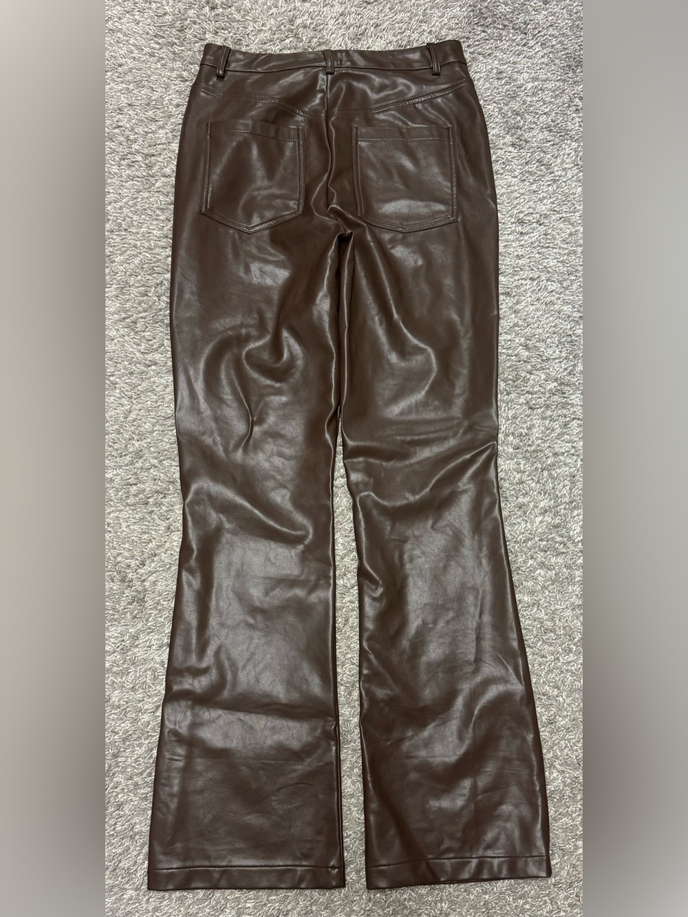 Princess Polly Chocolate Brown Faux Leather Pants, Size 2 - Picture 2 of 3